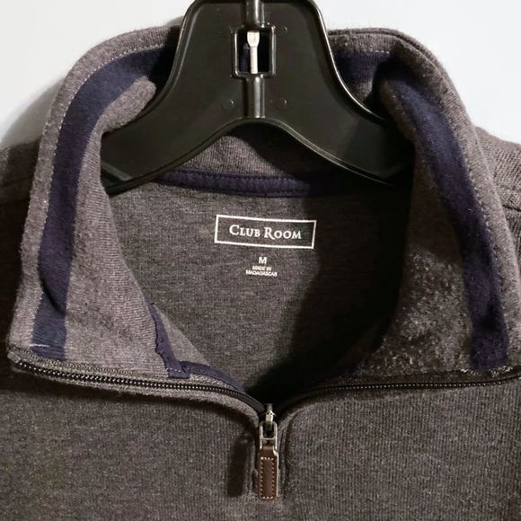 Club Room Men's Dark Gray 1/4 Zip Sweatshirt - Picture 5 of 6